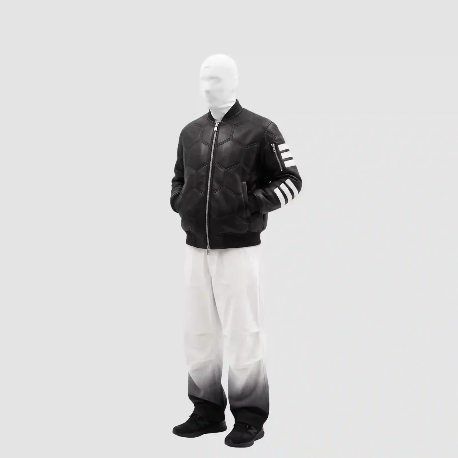 Retro Forge Jacket, black faux leather bomber jacket by PIXELVAULT